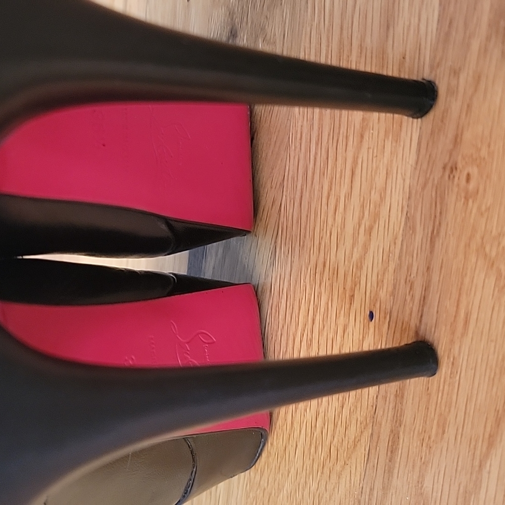 INC CHRISTIAN LOUBOUTIN ⚫️ kid  leather "Bianca" 140 black  sz 36.5, +box - Picture 9 of 12